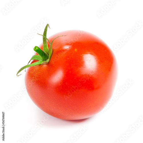 Photo: Closeup of tomatoes on the vine isolated on white. Tomato branch Closeup of tomatoes on the vine isolated on white. Tomato branch