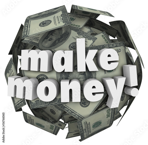 Illustration: Make Money Earn Income Profit Revenue Currency Ball Make Money Earn Income Profit Revenue Currency Ball