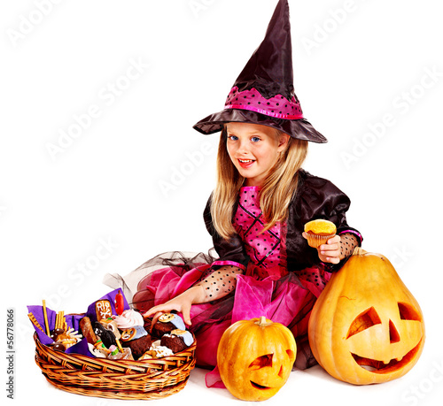 Photo: Witch children at Halloween party. Witch children at Halloween party.