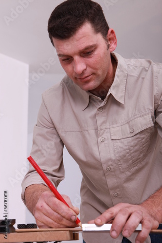 Photo: Carpenter with a pencil Carpenter with a pencil
