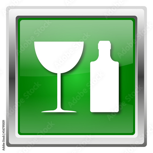 Illustration: Bottle and glass icon Bottle and glass icon