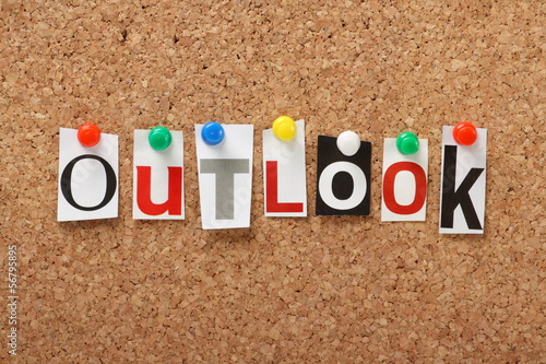 Photo: The word Outlook on a cork notice board The word Outlook on a cork notice board