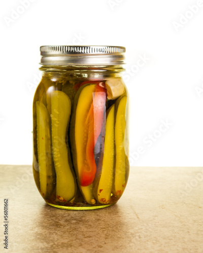 Photo: Homemade pickles in mason jars Homemade pickles in mason jars