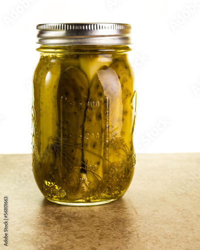 Photo: Homemade pickles in mason jars Homemade pickles in mason jars