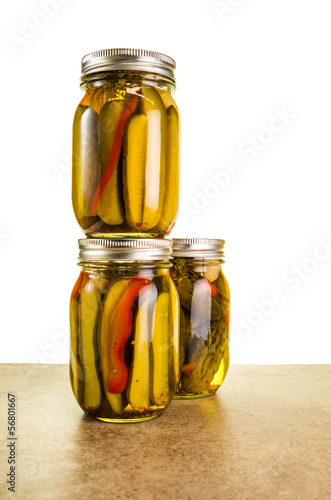 Photo: Homemade pickles in mason jars Homemade pickles in mason jars