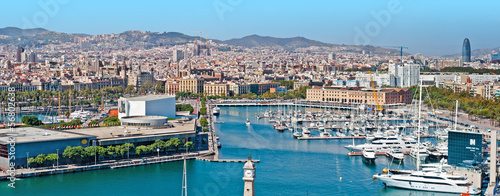 Photo: Panoramic view of the Barcelona harbor Panoramic view of the Barcelona harbor