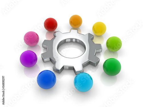 Illustration: color circle - gear with colorful balls color circle - gear with colorful balls