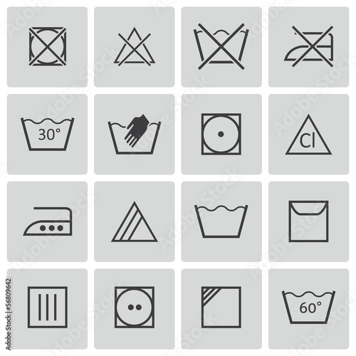 Vector: Vector black washing icons set Vector black washing icons set
