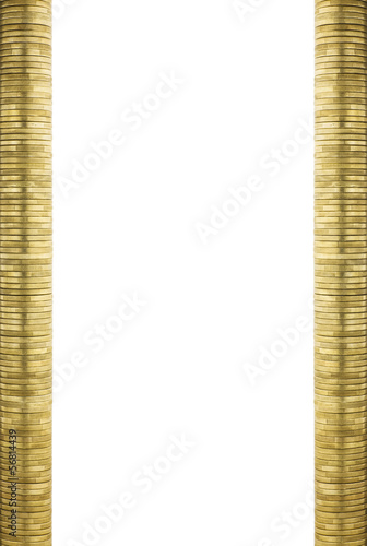 Photo: Neat Gold Coin Stacks Page Frame Side Borders Neat Gold Coin Stacks Page Frame Side Borders