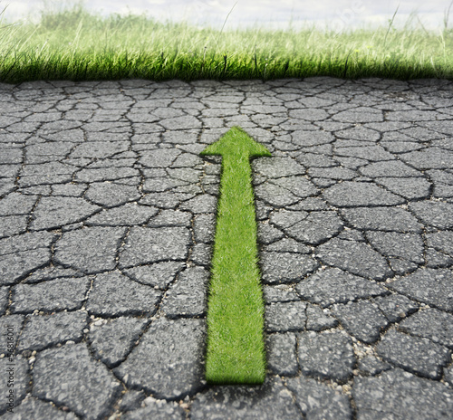 Photo: Broken Asphalt And Grass Broken Asphalt And Grass