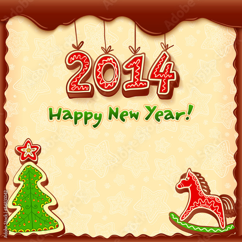 Vector: New year vector gingerbread style greeting card New year vector gingerbread style greeting card