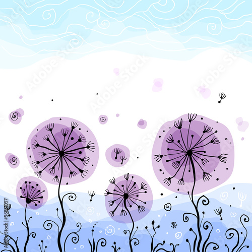 Vector: Ornate vector violet dandelions illustration Ornate vector violet dandelions illustration