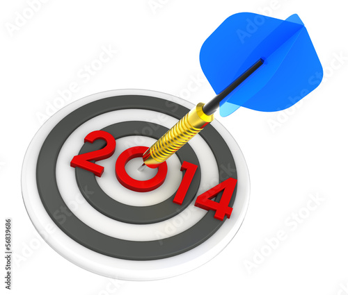 Illustration: Dart hitting target - New Year 2014 Dart hitting target - New Year 2014
