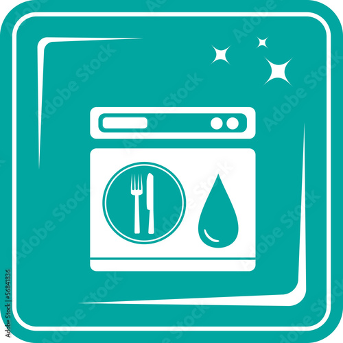 Vector: blue icon with shine dishwasher symbol blue icon with shine dishwasher symbol