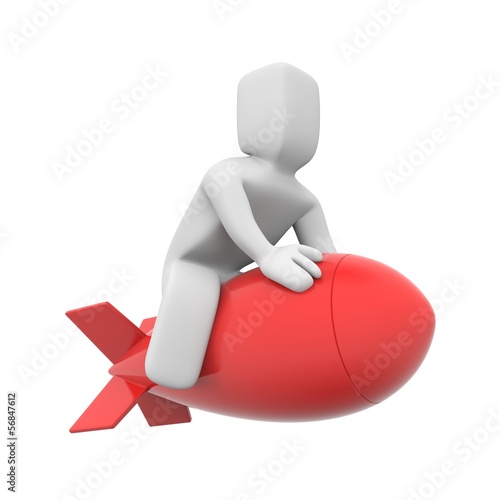 Illustration: Person flying in a bomb Person flying in a bomb