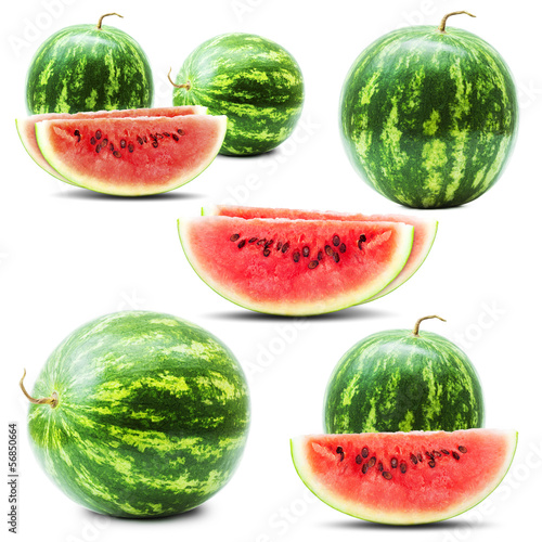 Photo: Watermelons collection. Isolated on white background. Watermelons collection. Isolated on white background.