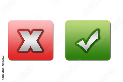 Illustration: Check and cancel icons Buttons x und haken Check and cancel icons Buttons x und haken