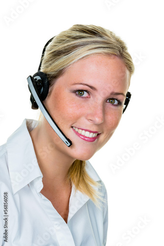 Photo: Frau mit Headset Frau mit Headset