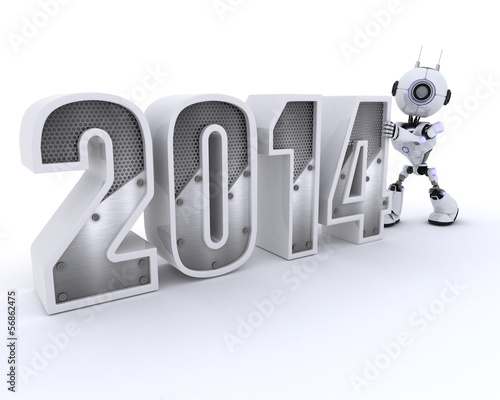 Illustration: Robot bringing in the new year Robot bringing in the new year