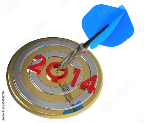 Illustration: Dart hitting target - New Year 2014 Dart hitting target - New Year 2014