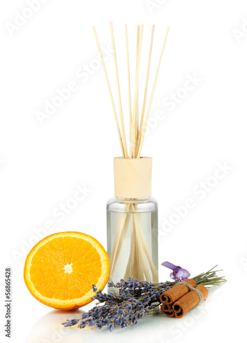 Photo: Aromatic sticks for home with fruity odor isolated on white Aromatic sticks for home with fruity odor isolated on white