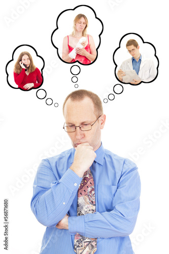 Photo: Businessman worried about his wife who had an accident Businessman worried about his wife who had an accident