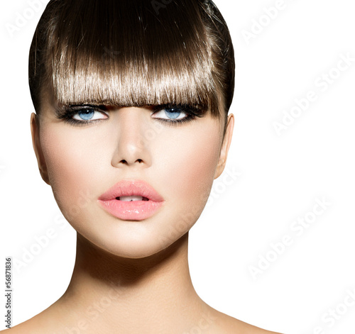 Photo: Fringe. Fashion Model Girl With Trendy Hairstyle Fringe. Fashion Model Girl With Trendy Hairstyle