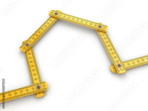 Illustration: House from yard stick on white background . House from yard stick on white background .