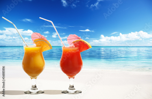 Photo: Two fresh juices on beach Two fresh juices on beach