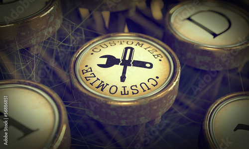 Illustration: Customize Key on Grunge Typewriter. Customize Key on Grunge Typewriter.