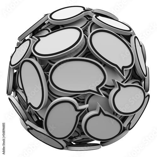 Illustration: Many Speech Bubbles in a Sphere Cluster Talking Feedback Many Speech Bubbles in a Sphere Cluster Talking Feedback