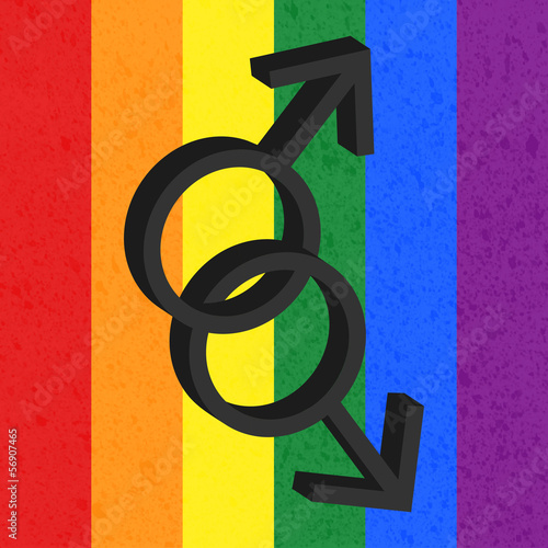 Vector: Homosexual love icon on rainbow background, male Homosexual love icon on rainbow background, male