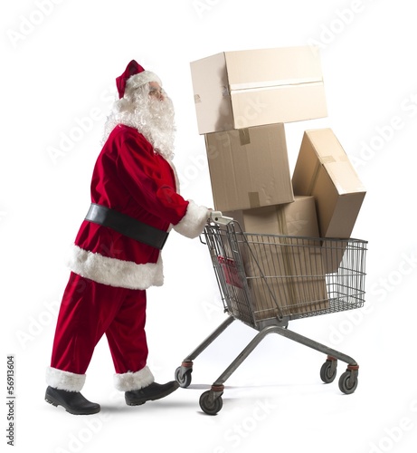 Photo: Santa Claus with shopping cart Santa Claus with shopping cart