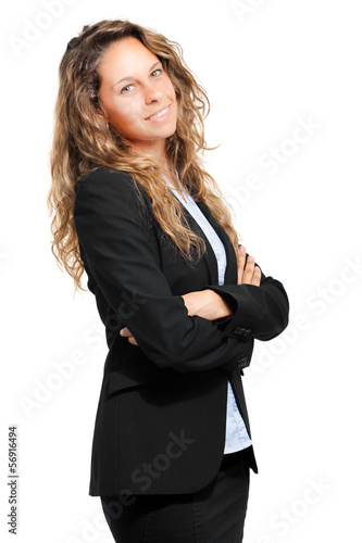 Photo: Smiling businesswoman isolated on white Smiling businesswoman isolated on white