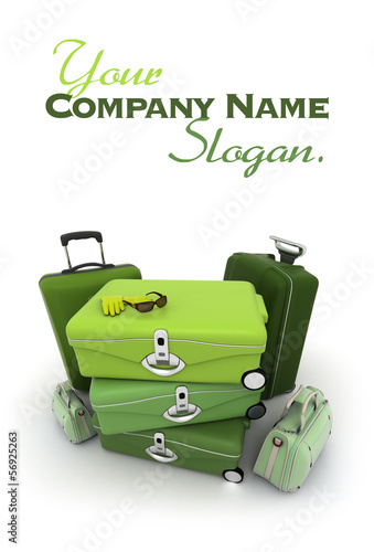 Illustration: Elegant green luggage kit Elegant green luggage kit