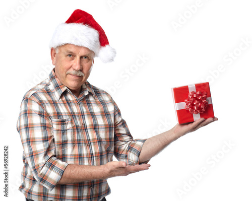 Photo: Happy Christmas man with xmas gift. Happy Christmas man with xmas gift.