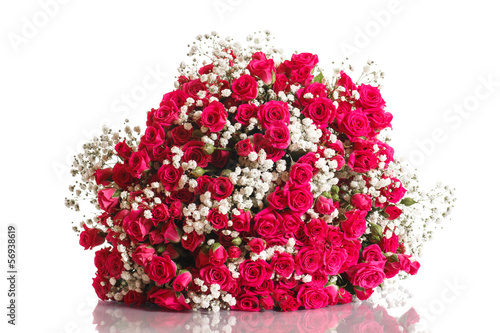 Photo: Bouquet of red roses with ribbon Bouquet of red roses with ribbon