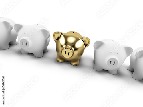 Illustration: 3d rendered illustration of a golden piggy bank 3d rendered illustration of a golden piggy bank