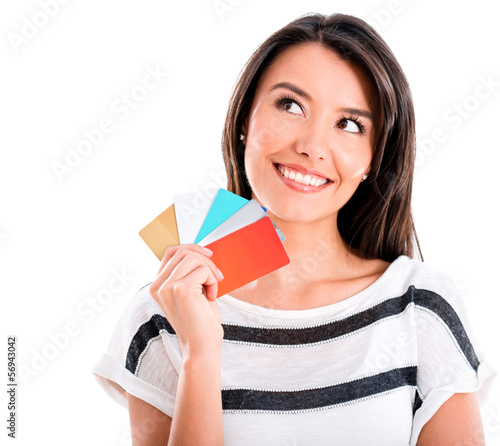 Photo: Thoughful shopping woman Thoughful shopping woman