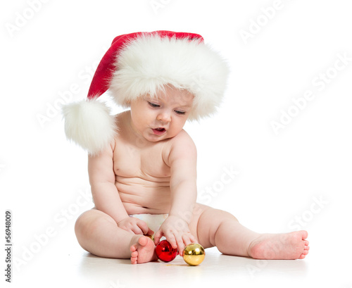 Photo: baby girl with Santa Claus hat baby girl with Santa Claus hat