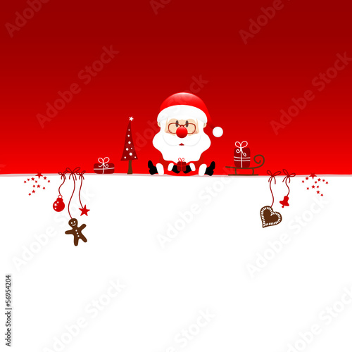 Vector: Background Christmas Santa Glasses & Symbols Red Background Christmas Santa Glasses & Symbols Red