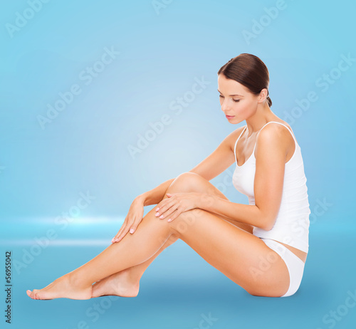 Photo: beautiful woman in white cotton underwear beautiful woman in white cotton underwear