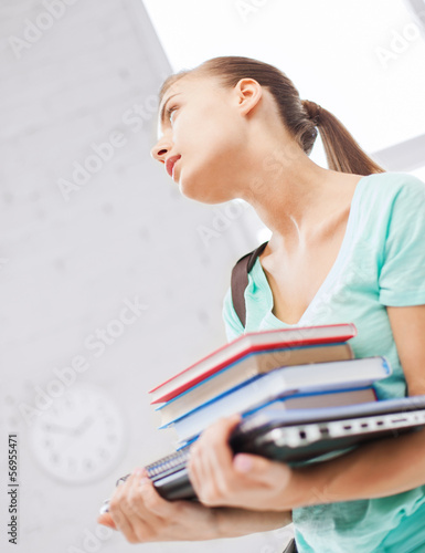 Photo: student with books, computer and folders student with books, computer and folders