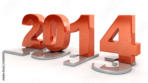 Illustration: New Year 2014 isolated on white New Year 2014 isolated on white