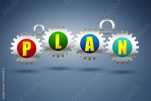 Illustration: Zahnräder mit Plan Zahnräder mit Plan