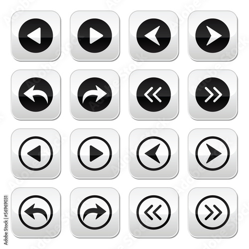 Vector: Previous, next arrows vector buttons set Previous, next arrows vector buttons set