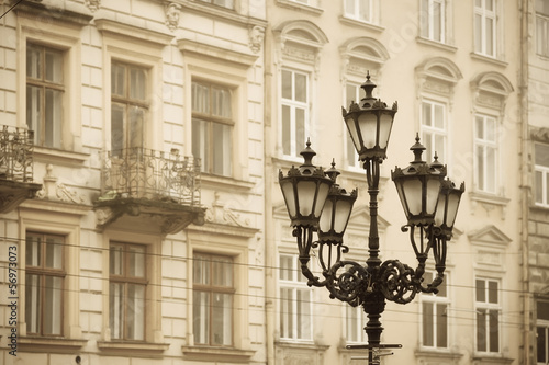 Photo: Street lamp in historic Old Town district, Lviv Street lamp in historic Old Town district, Lviv