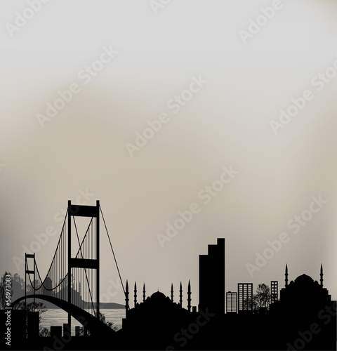 Vector: silhouette of Istanbul and the Bosphorus Bridge silhouette of Istanbul and the Bosphorus Bridge