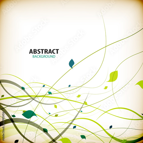 Vector: Minimal autumn floral background lines and leaves Minimal autumn floral background lines and leaves