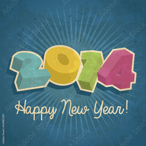 Vector: Happy Retro New Year 2014 Happy Retro New Year 2014